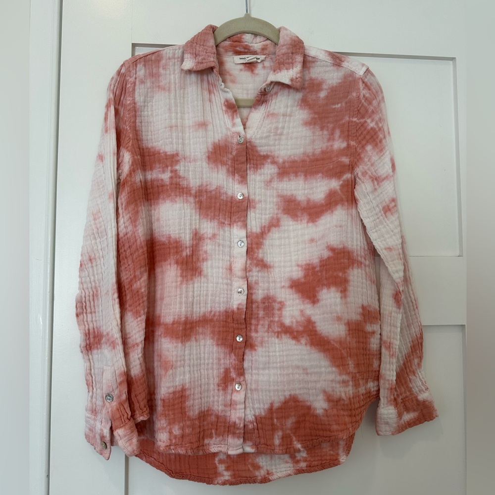 Beachlunchlounge Pink Tie-Dye Button-Up Shirt
